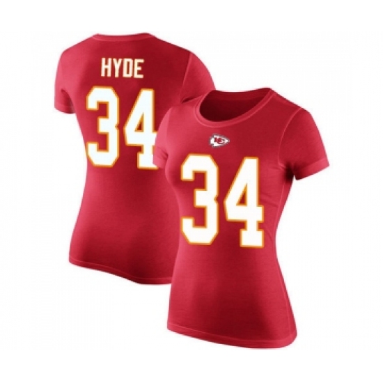 Football Women's Kansas City Chiefs #34 Carlos Hyde Red Rush Pride Name & Number T-Shirt - Vujersey Los Angeles Rams