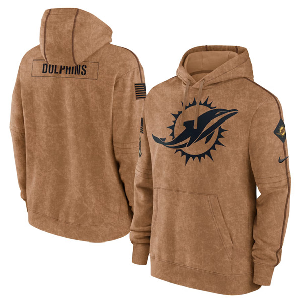 Men's Miami Dolphins 2023 Brown Salute to Service Pullover Hoodie - Vujersey Los Angeles Rams