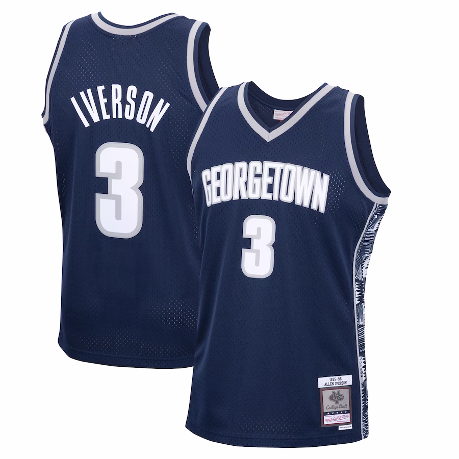 Allen Iverson Georgetown Hoyas Mitchell & Ness 1995/96 Swingman Replica Jersey - Navy - Vujersey Los Angeles Rams