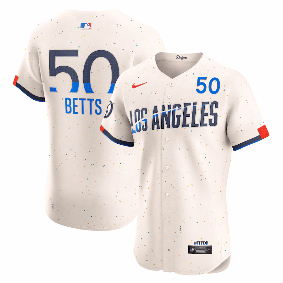 Men's Los Angeles Dodgers Mookie Betts Nike Cream City Connect Elite Player Jersey - Vujersey Los Angeles Rams
