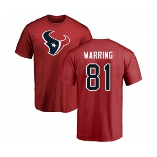 Football Houston Texans #81 Kahale Warring Red Name & Number Logo T-Shirt - Vujersey Los Angeles Rams