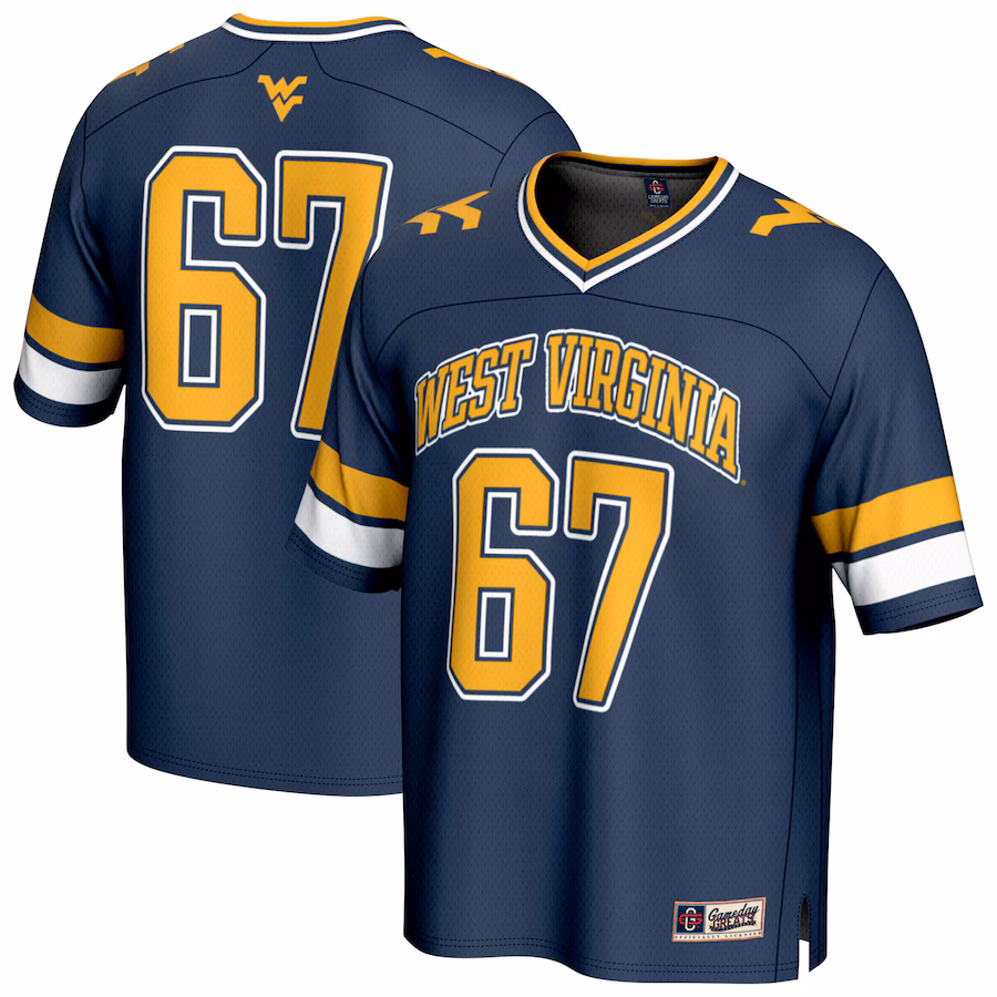 Youth GameDay Greats #67 Navy West Virginia Mountaineers Lightweight Collegiate Football Fashion Jersey - Vujersey Los Angeles Rams
