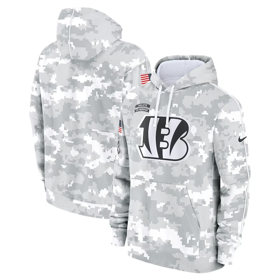 Men's Cincinnati Bengals Nike Arctic Camo 2024 Salute to Service Club Fleece Pullover Hoodie - Vujersey Los Angeles Rams