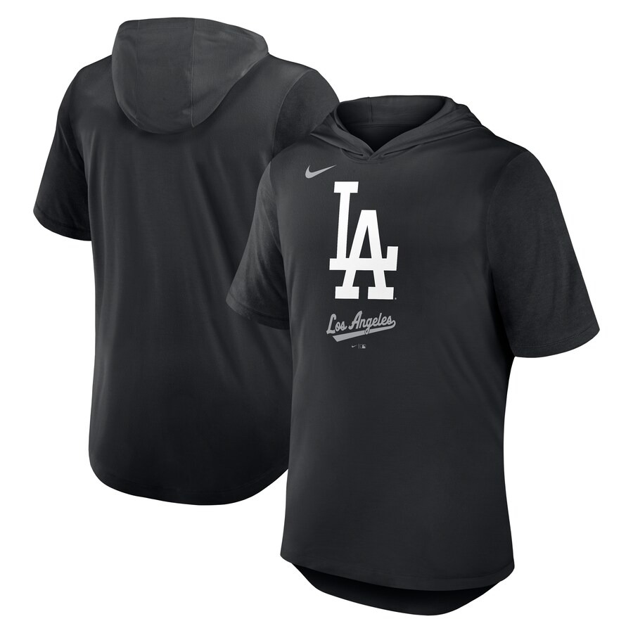 Men's Los Angeles Dodgers Nike Black Tri-Blend Hoodie T-Shirt - Vujersey Los Angeles Rams