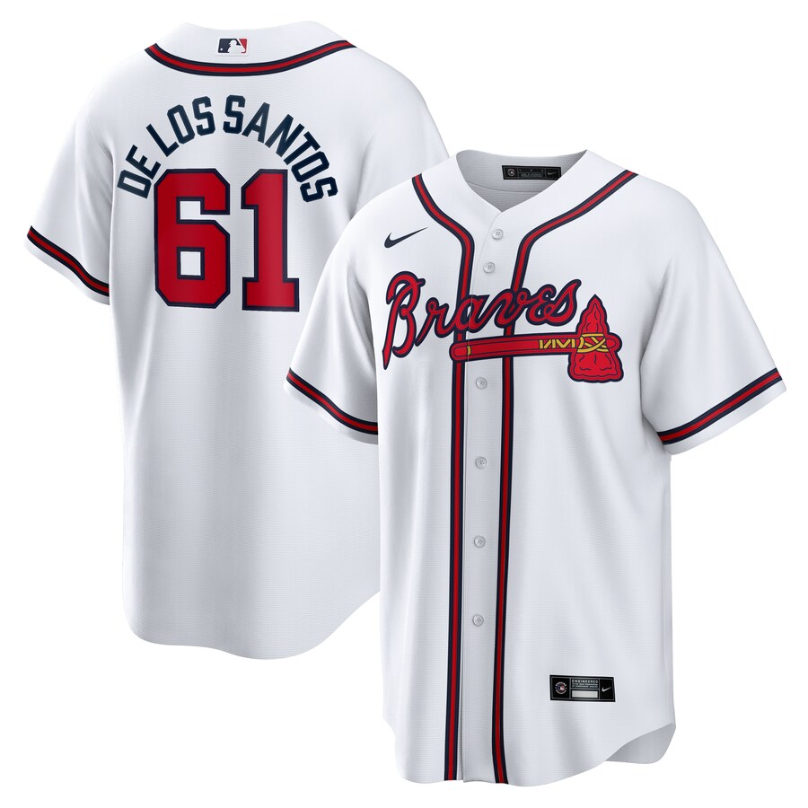 Men's Atlanta Braves Enyel De Los Santos Nike White Home Replica Jersey - Vujersey Los Angeles Rams