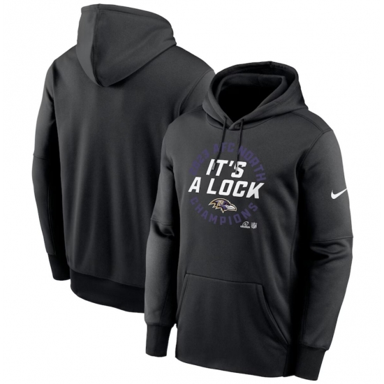 Men's Baltimore Ravens Black 2023 AFC North Division Champions Locker Room Trophy Collection Pullover Hoodie - Vujersey Los Angeles Rams