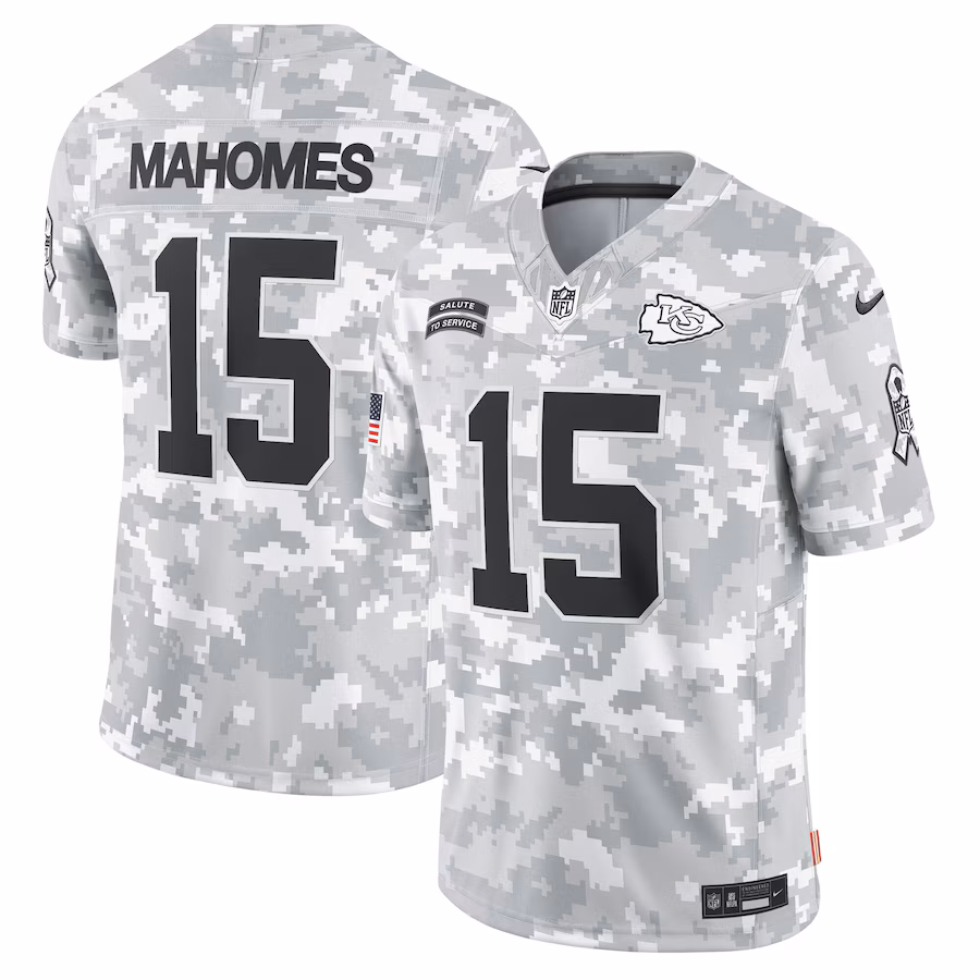 Men's Kansas City Chiefs Patrick Mahomes Nike Arctic Camo 2024 Salute to Service Limited Jersey - Vujersey Los Angeles Rams