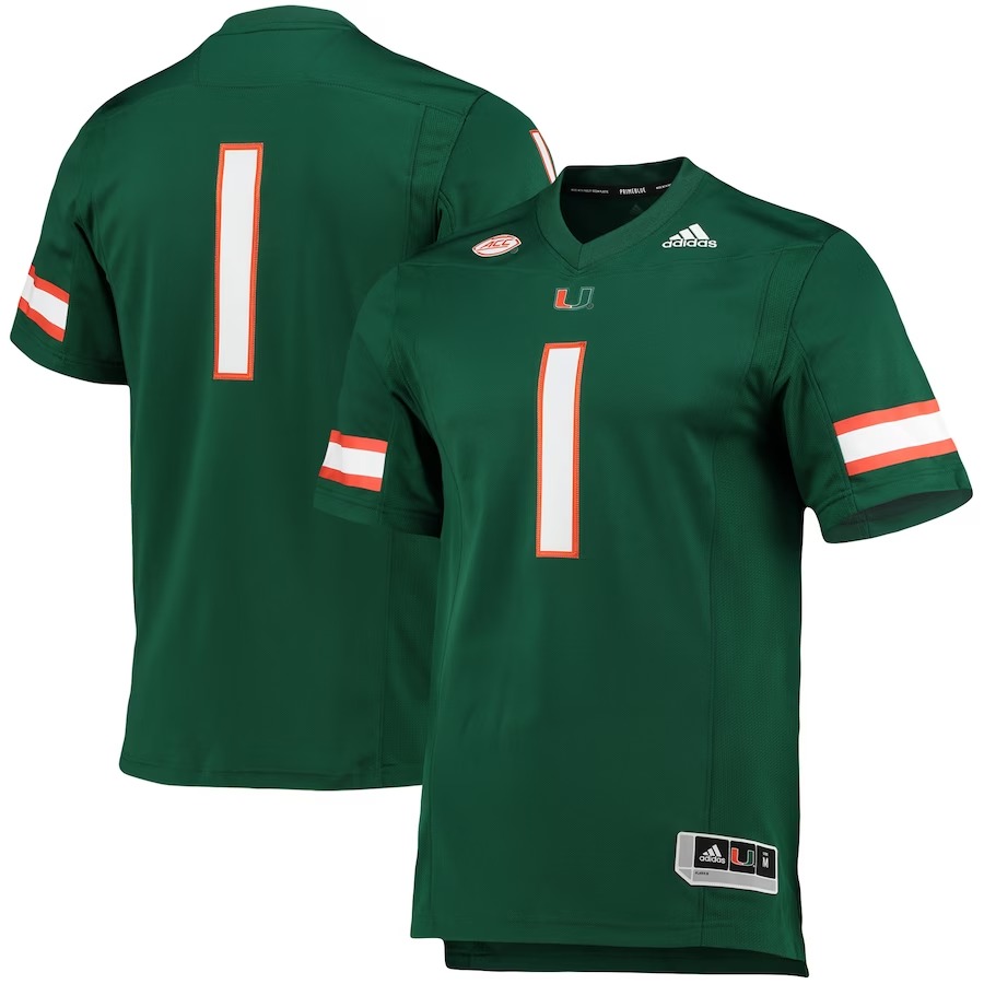 #1 Miami Hurricanes adidas Team Premier Football Jersey - Green - Vujersey Los Angeles Rams