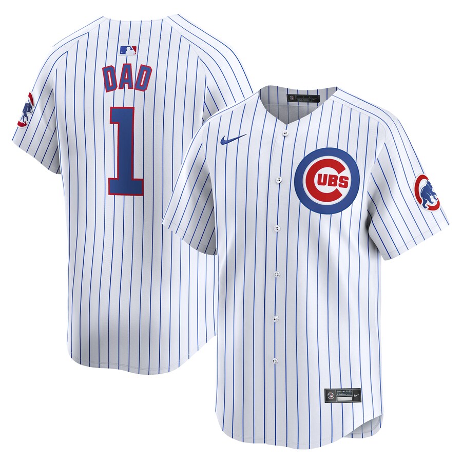 Men's Chicago Cubs Nike White #1 Dad Home Limited Jersey - Vujersey Los Angeles Rams