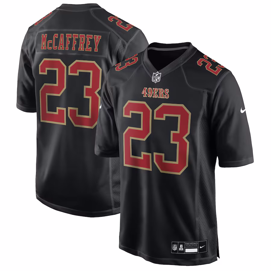 Men's San Francisco 49ers Christian McCaffrey Nike Carbon Black Fashion Game Jersey - Vujersey Los Angeles Rams