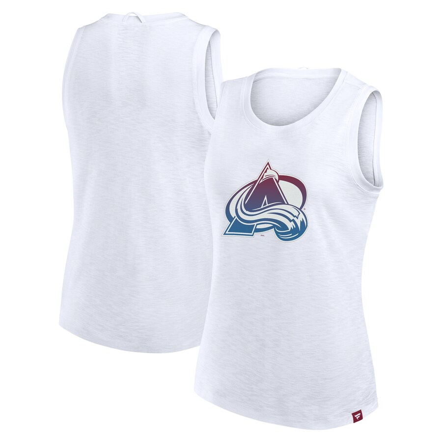 Women's Colorado Avalanche Fanatics White Slub Tank Top - Vujersey Los Angeles Rams