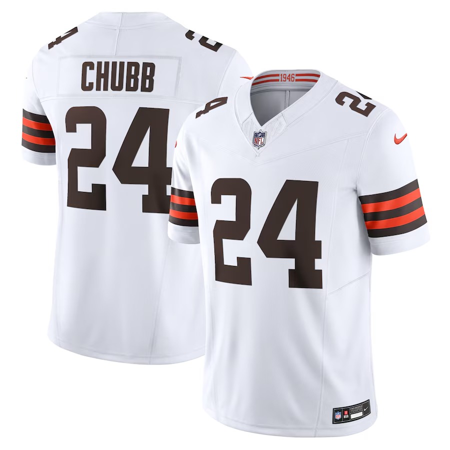 Men's Cleveland Browns Nick Chubb Nike White Vapor F.U.S.E. Limited Jersey - Vujersey Los Angeles Rams