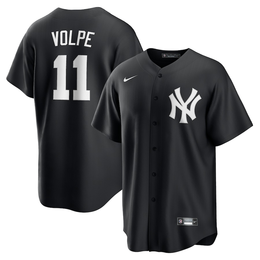 Men's New York Yankees Anthony Volpe Nike Black Lights Out Replica Player Jersey - Vujersey Los Angeles Rams