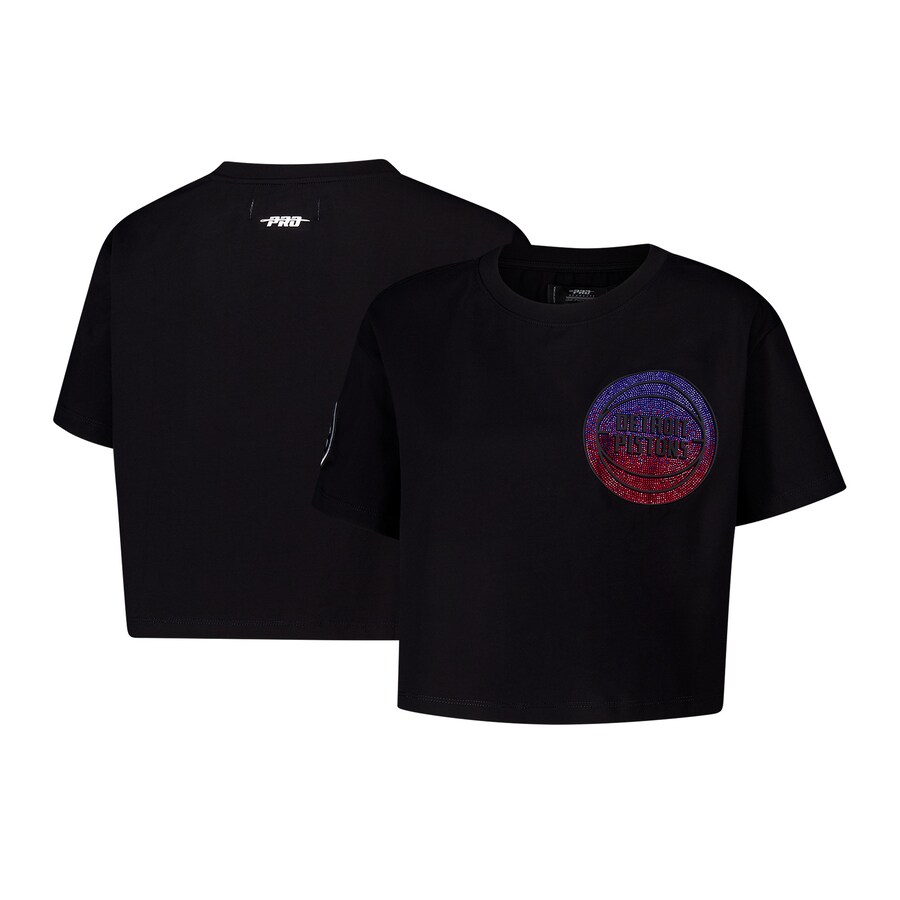 Women's Detroit Pistons Pro Standard Black Jewels Boxy Cropped T-Shirt - Vujersey Los Angeles Rams