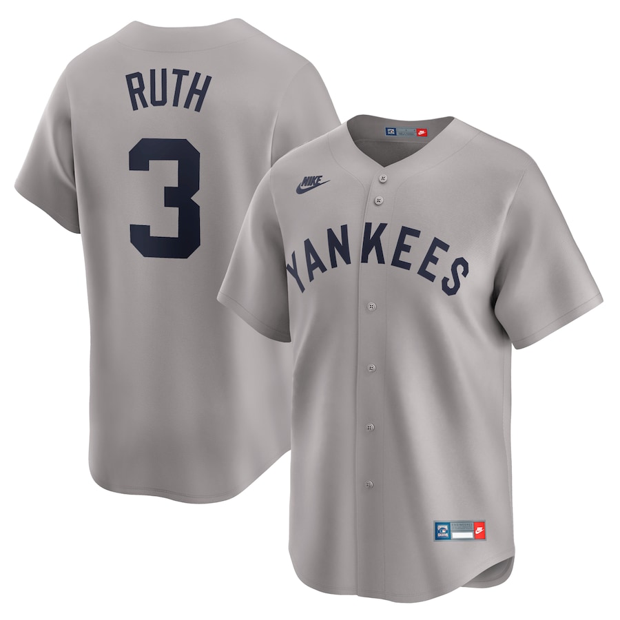 Men's New York Yankees Babe Ruth Nike Gray Throwback Cooperstown Collection Limited Jersey - Vujersey Los Angeles Rams
