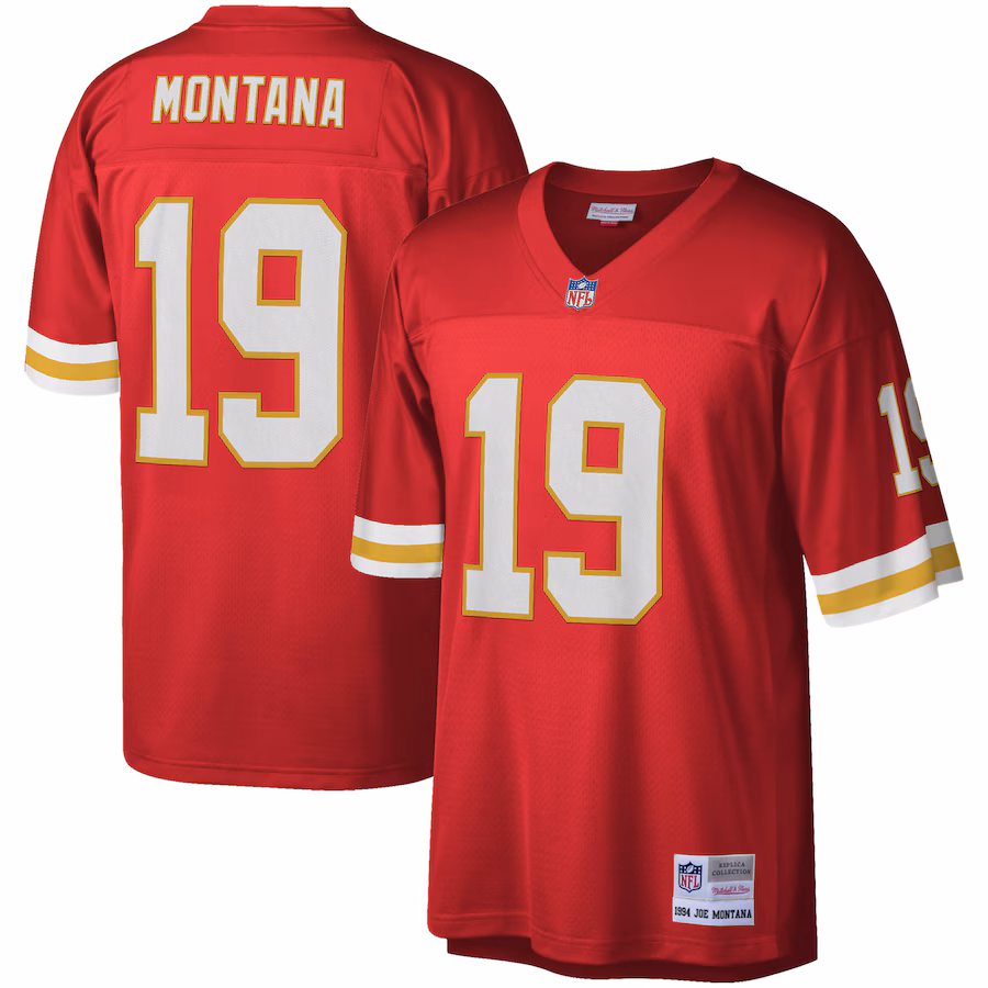 Men's Kansas City Chiefs Joe Montana Mitchell & Ness Red Legacy Replica Jersey - Vujersey Los Angeles Rams