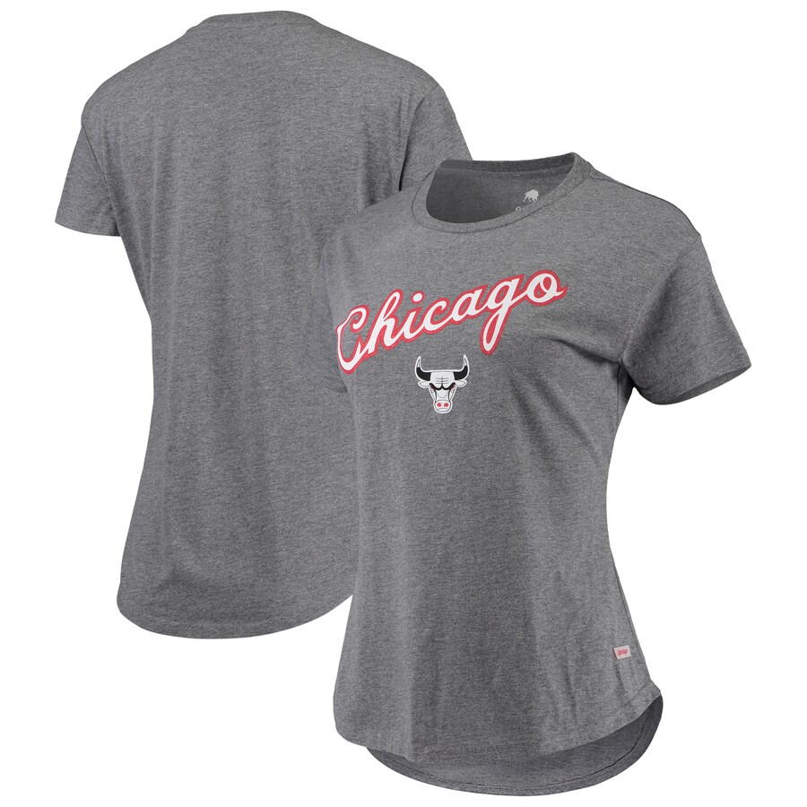 Women's Chicago Bulls Sportiqe Heathered Gray City Edition Phoebe Tri-Blend T-Shirt - Vujersey Los Angeles Rams