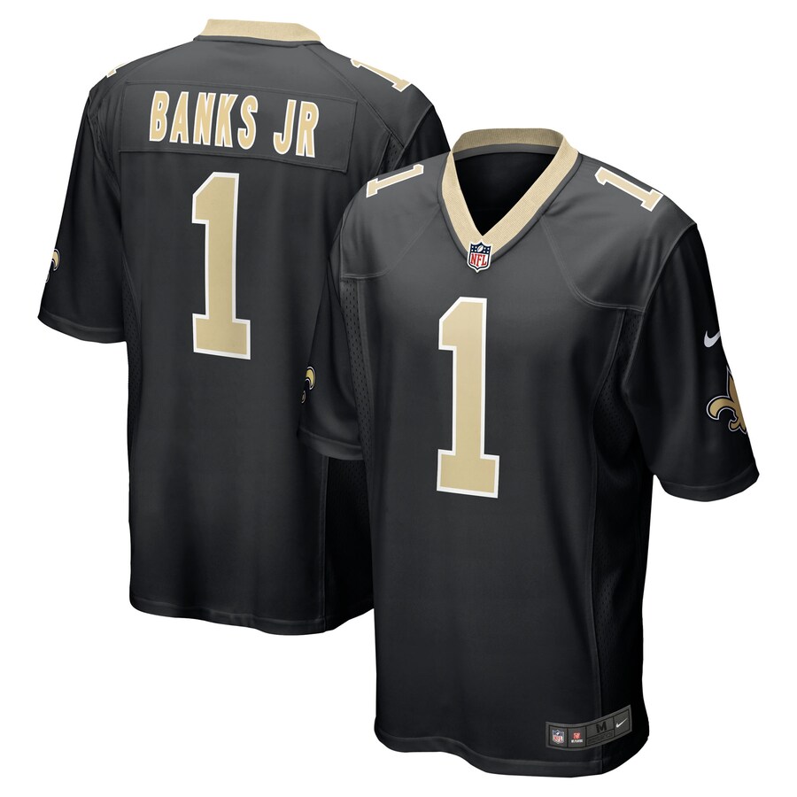 Men's New Orleans Saints Kelvin Banks Jr. Nike Black 2025 NFL Draft First Round Pick Game Jersey