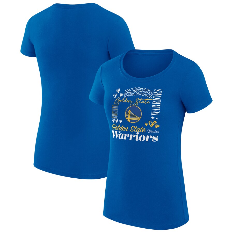 Women's Golden State Warriors G-III 4Her by Carl Banks Royal Team Name Collage Fitted Graphic T-Shirt