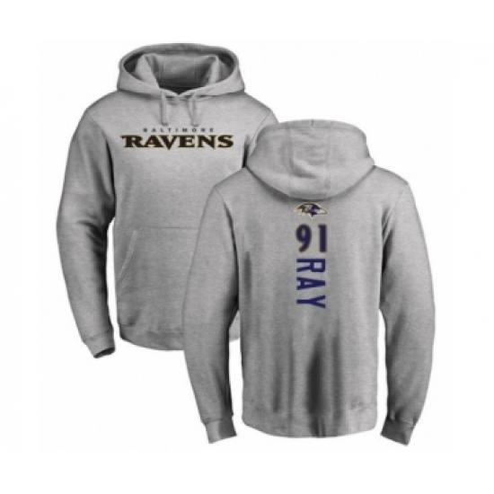 Football Baltimore Ravens #91 Shane Ray Ash Backer Pullover Hoodie