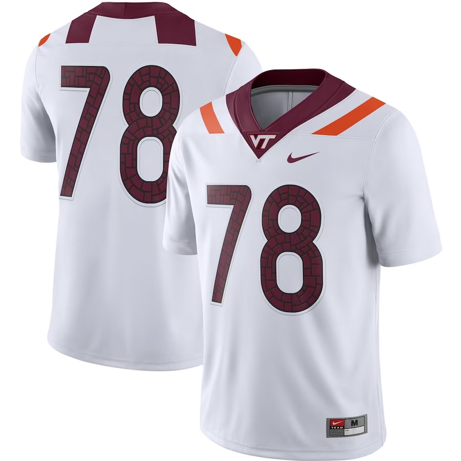 #78 Virginia Tech Hokies Nike Game Player Jersey - White