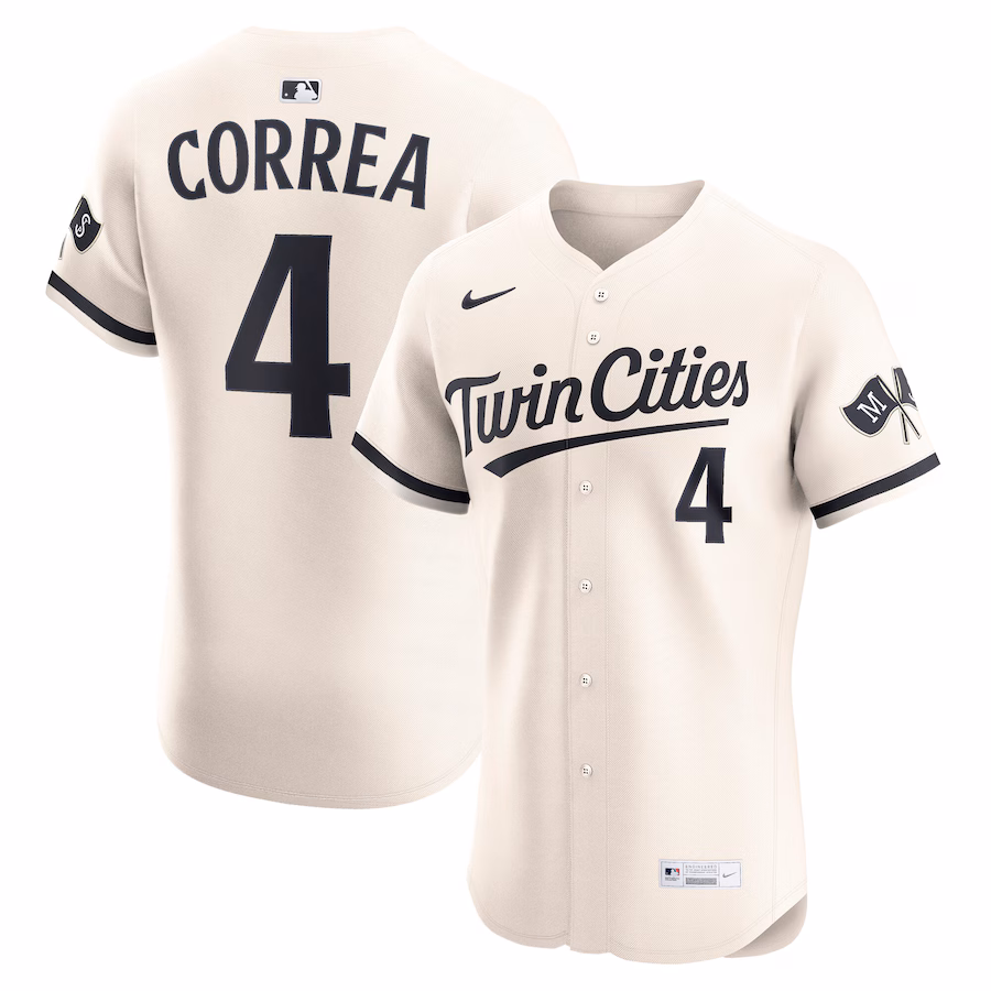 Men's Minnesota Twins Carlos Correa Nike Cream Alternate Elite Player Jersey