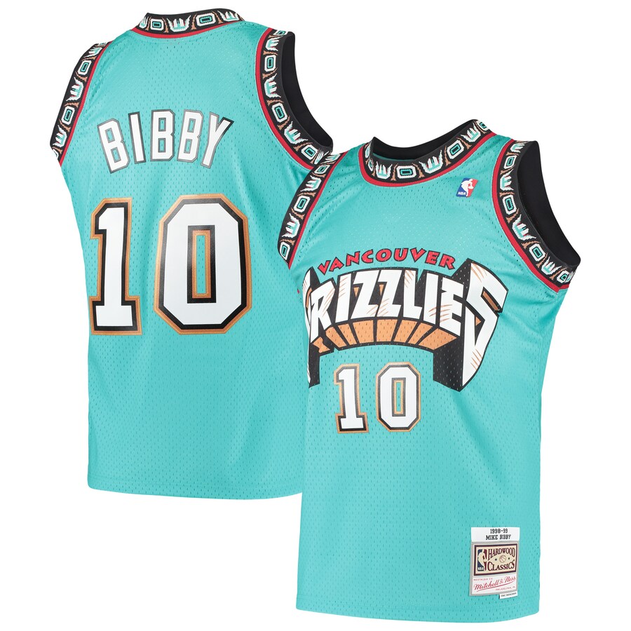 Men's Vancouver Grizzlies Mike Bibby Mitchell & Ness Turquoise Hardwood Classics Swingman Jersey