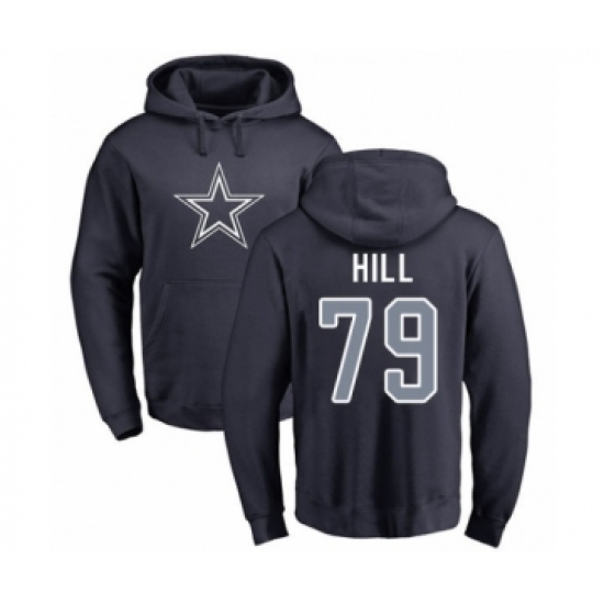Football Dallas Cowboys #79 Trysten Hill Navy Blue Name & Number Logo Pullover Hoodie