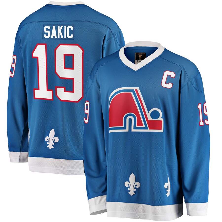 Men's Quebec Nordiques Joe Sakic Fanatics Branded Blue Premier Breakaway Retired Player Jersey