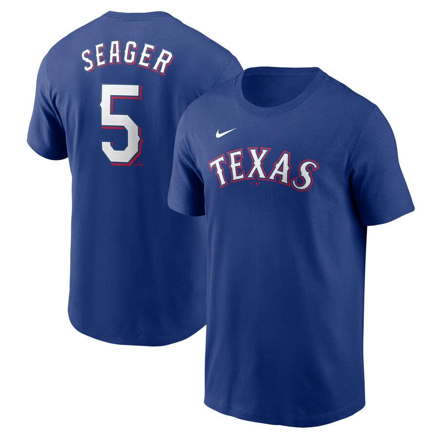 Men's Texas Rangers Corey Seager Nike Royal Fuse Name & Number T-Shirt