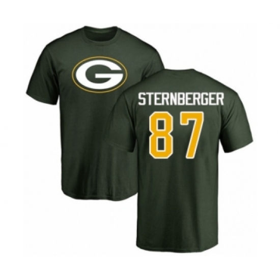 Football Green Bay Packers #87 Jace Sternberger Green Name & Number Logo T-Shirt