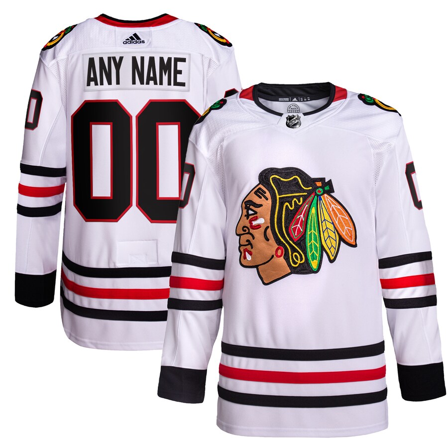 Men's Chicago Blackhawks adidas White Away Primegreen Authentic Pro Custom Jersey
