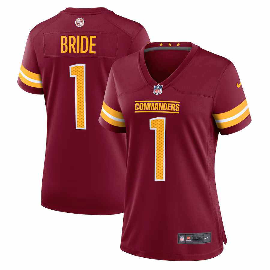 Women's Washington Commanders Number 1 Bride Nike Burgundy Game Jersey