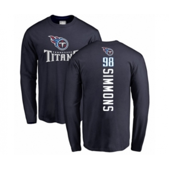 Football Tennessee Titans #98 Jeffery Simmons Navy Blue Backer Long Sleeve T-Shirt