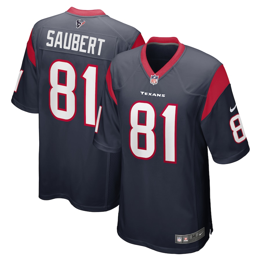 Men's Houston Texans Eric Saubert Nike Navy Game Jersey