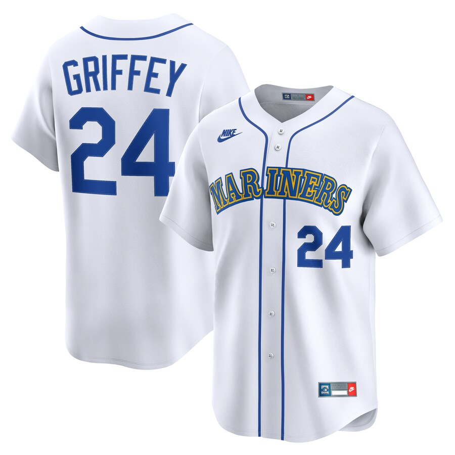 Men's Seattle Mariners Ken Griffey Jr. Nike White Throwback Cooperstown Collection Limited Jersey