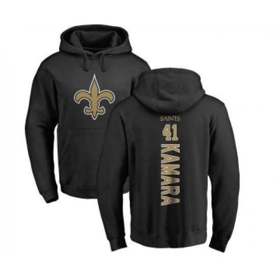 Football New Orleans Saints #41 Alvin Kamara Black Backer Pullover Hoodie