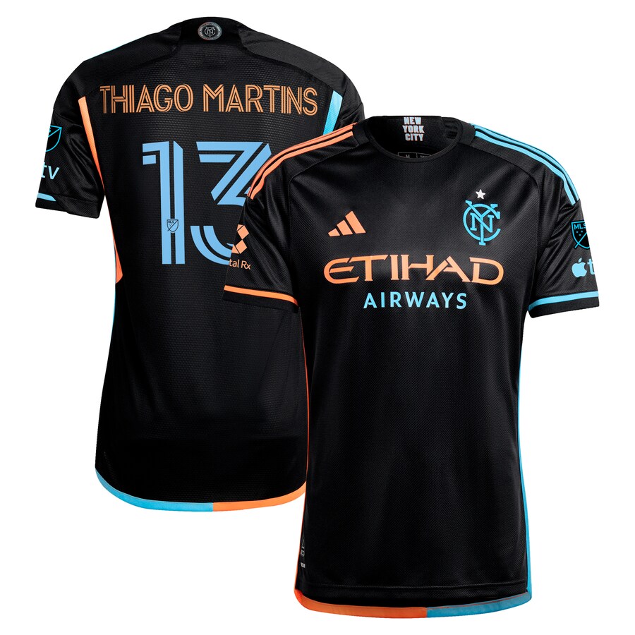 Men's New York City FC Thiago Martins adidas Black 2024 24/7 Kit Authentic Player Jersey