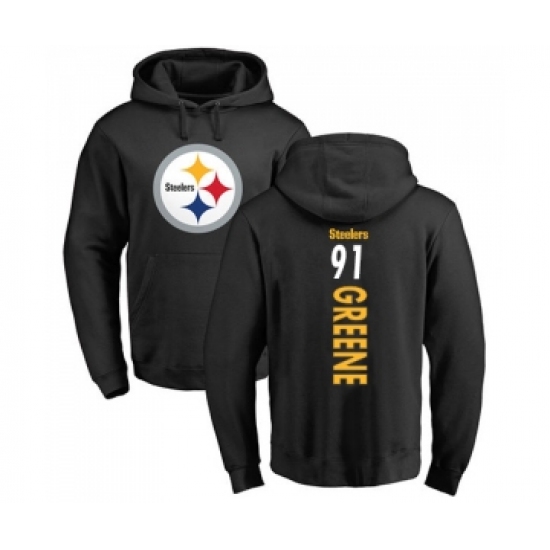 Football Pittsburgh Steelers #91 Kevin Greene Black Backer Pullover Hoodie