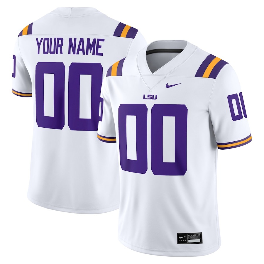 LSU Tigers Nike Football Custom Game Jersey - White