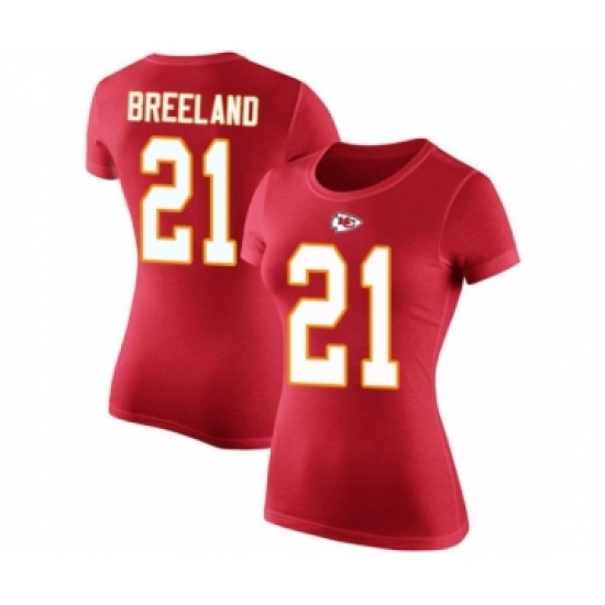 Football Women's Kansas City Chiefs #21 Bashaud Breeland Red Rush Pride Name & Number T-Shirt