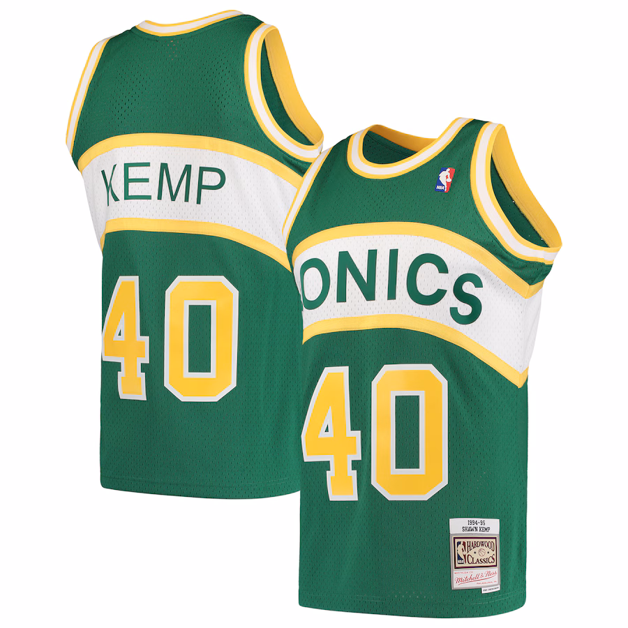 Men's Seattle SuperSonics Shawn Kemp Mitchell & Ness Green 1994/95 Hardwood Classics Swingman Jersey