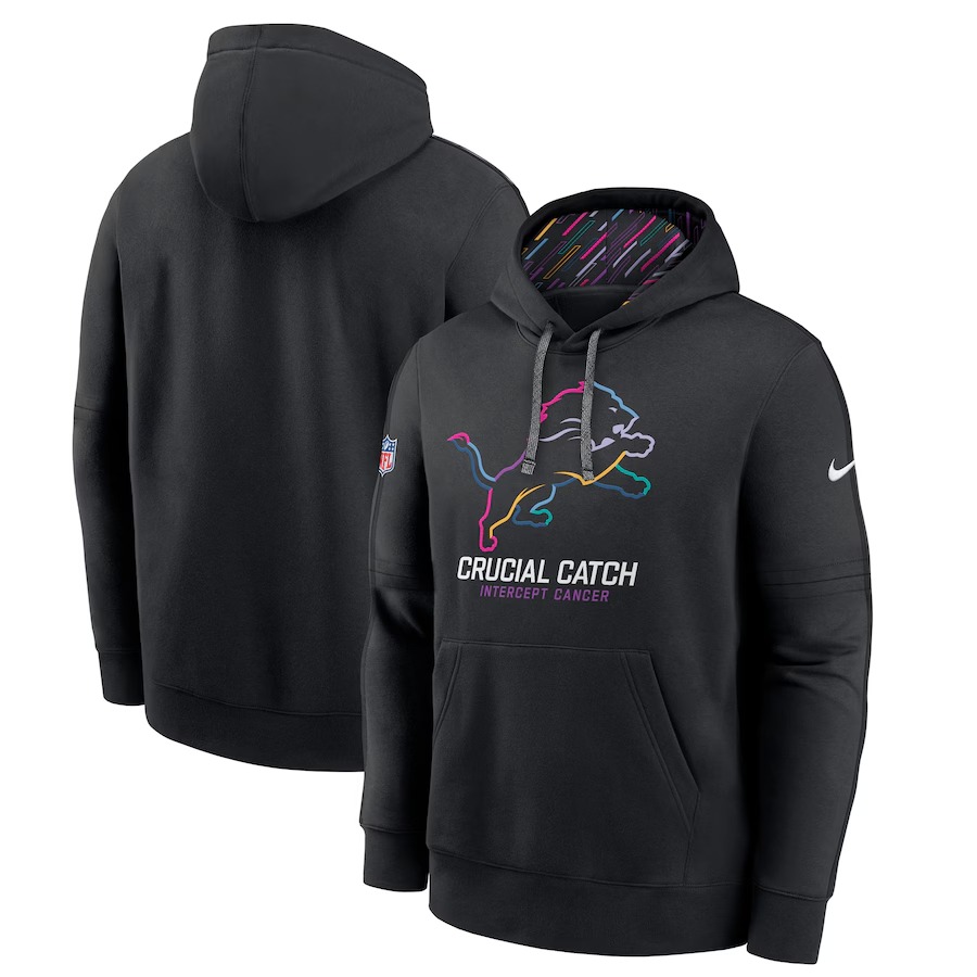 Men's Detroit Lions Nike Black 2024 NFL Crucial Catch Big & Tall Club Pullover Hoodie