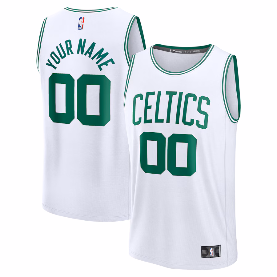 Youth Boston Celtics Fanatics White Fast Break Custom Replica Jersey - Association Edition