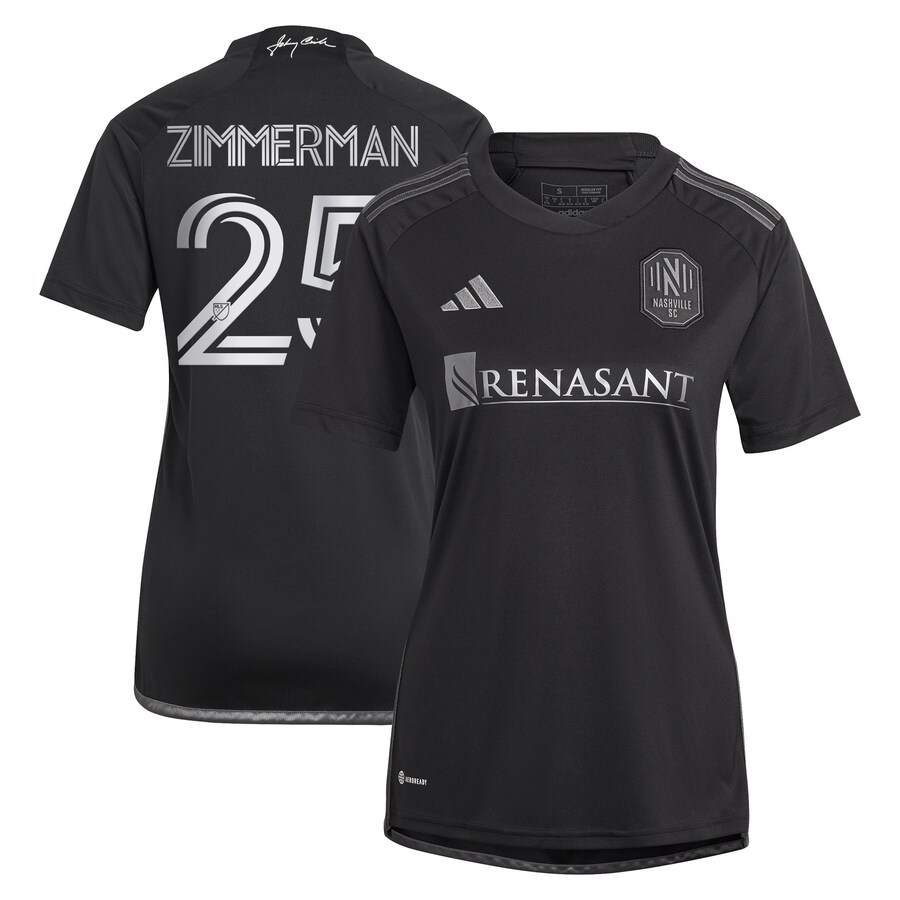 Women's Nashville SC Walker Zimmerman adidas Black 2023 Man In Black Kit Replica Player Jersey