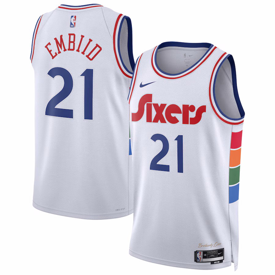 Unisex Philadelphia 76ers Joel Embiid Nike White 2024/25 Swingman Player Jersey - City Edition