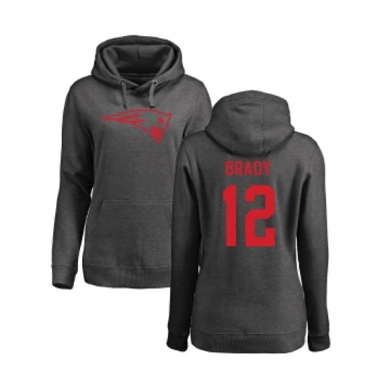 Football Women's New England Patriots #12 Tom Brady Ash One Color Pullover Hoodie