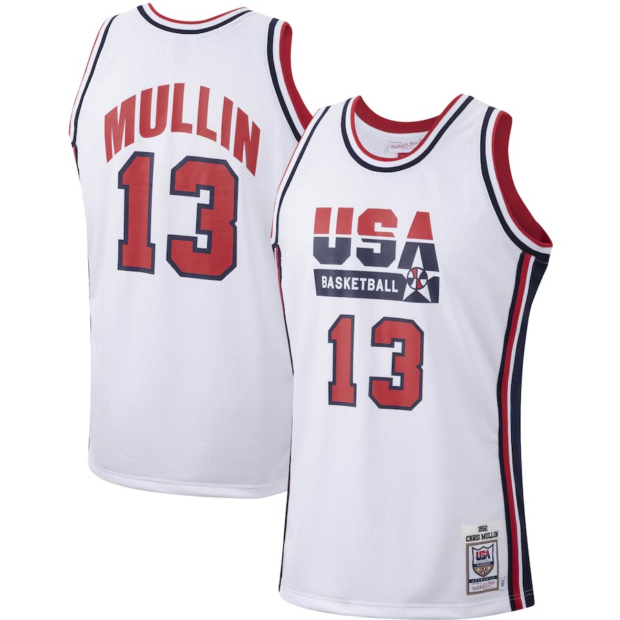 Men's USA Basketball Chris Mullin Mitchell & Ness White 1992 Authentic Jersey