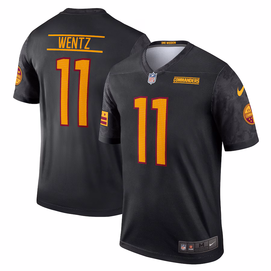 Men's Washington Commanders Carson Wentz Nike Black Alternate Legend Player Performance Top