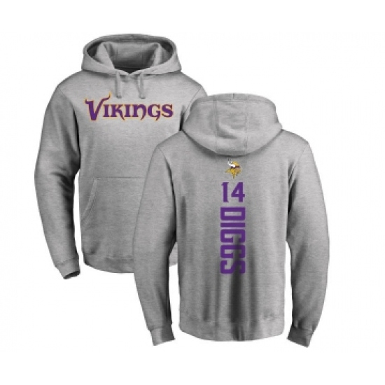 Football Minnesota Vikings #14 Stefon Diggs Ash Backer Pullover Hoodie
